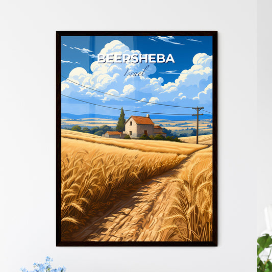 Art Painting of Beersheba Skyline, Israel with Dirt Road Through Wheat Field Default Title