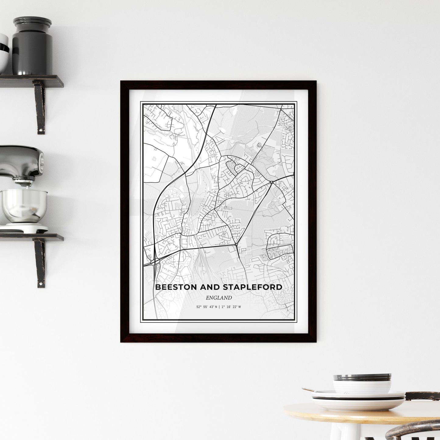 Beeston and Stapleford England - Minimal City Map