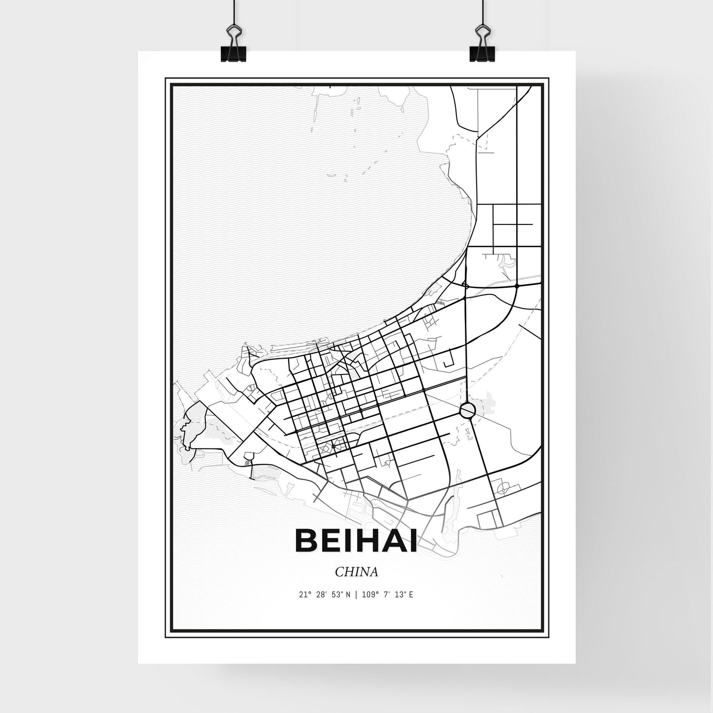 Beihai China - Premium City Map Poster