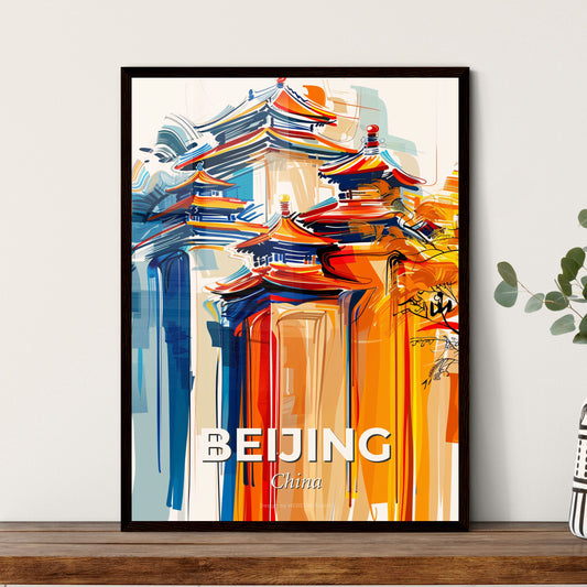 Vibrant Beijing, China - A Painting Of Buildings With A Tree