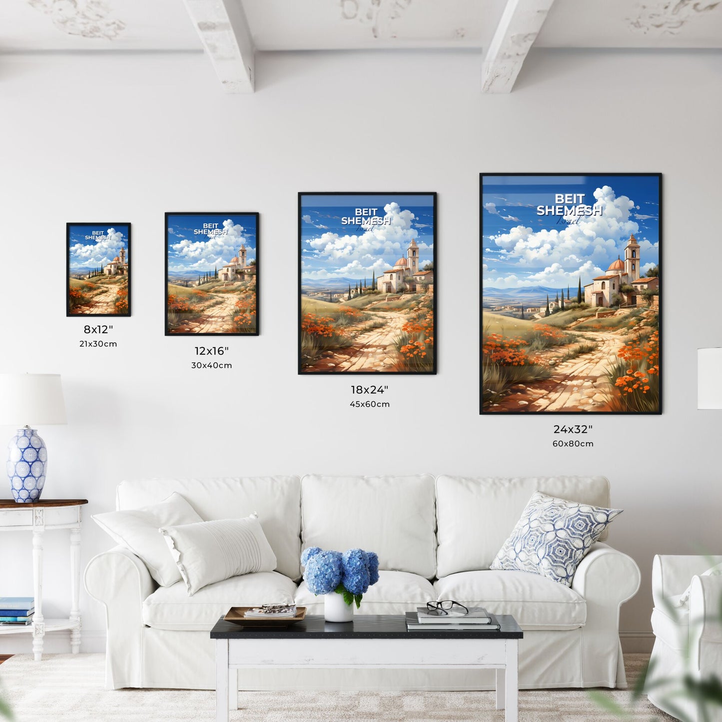 Vibrant Painting of Beit Shemesh Skyline Landscape with Road and Building Default Title