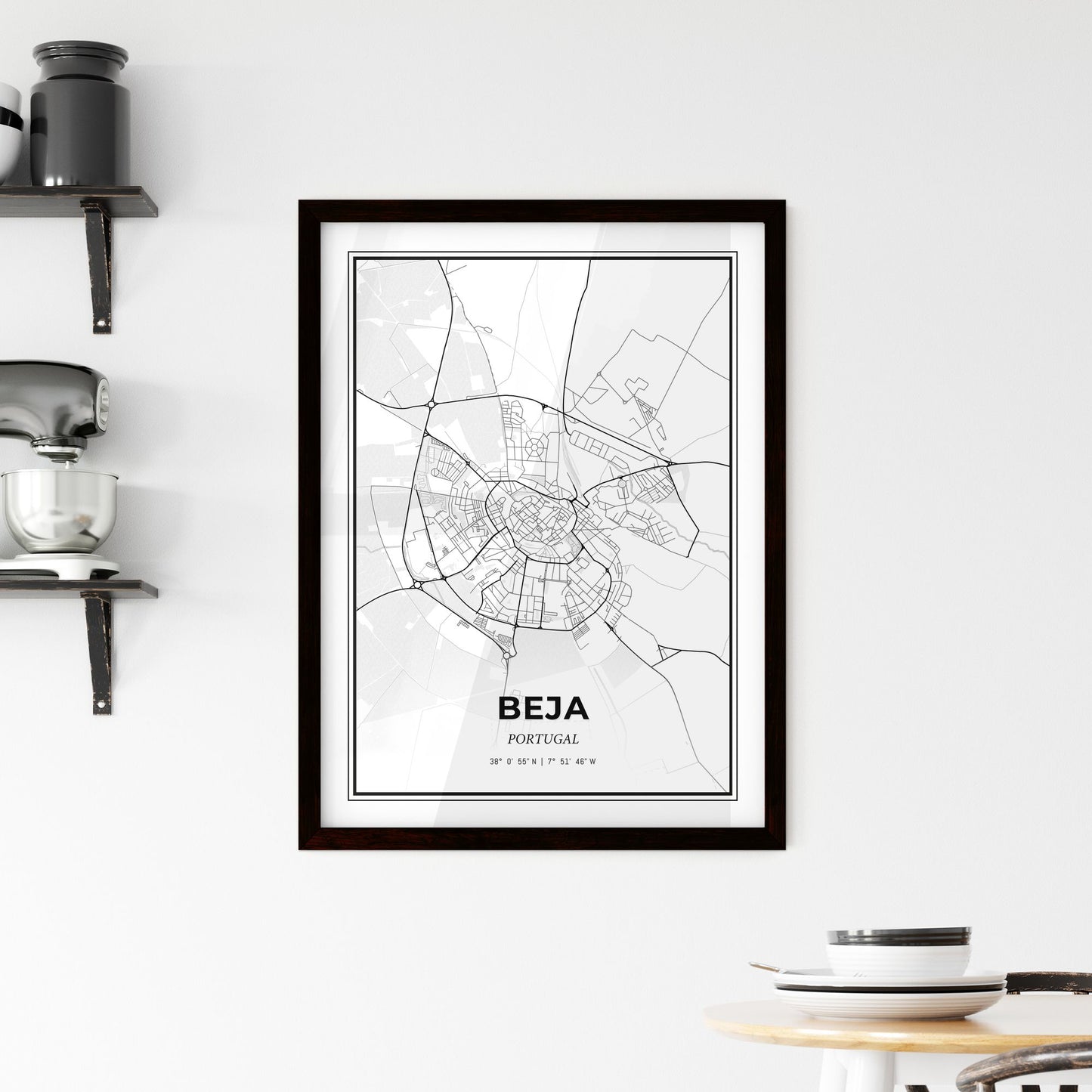 Beja Portugal - Minimal City Map