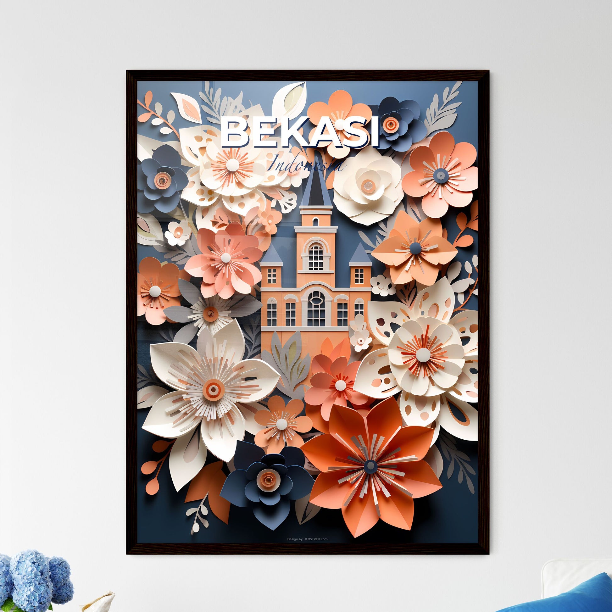 Paper Flower Bouquet Against Tall Buildings Bekasi Indonesia Skyline Art Print Default Title