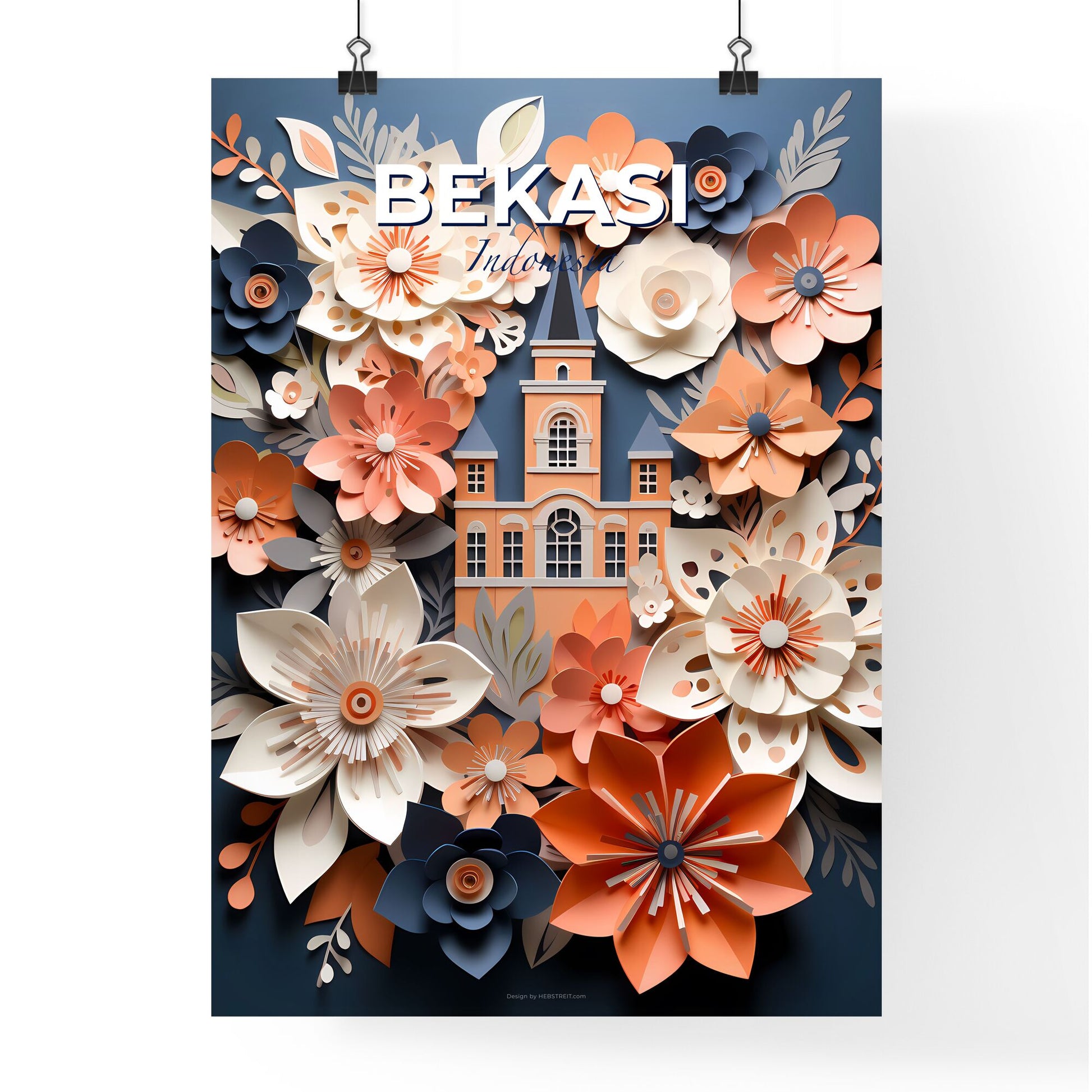 Paper Flower Bouquet Against Tall Buildings Bekasi Indonesia Skyline Art Print Default Title