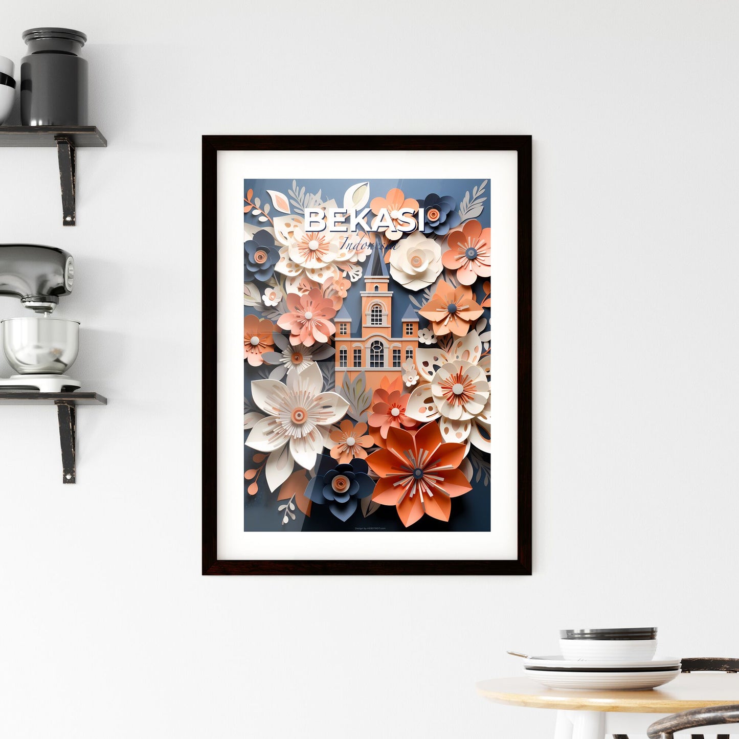 Paper Flower Bouquet Against Tall Buildings Bekasi Indonesia Skyline Art Print Default Title