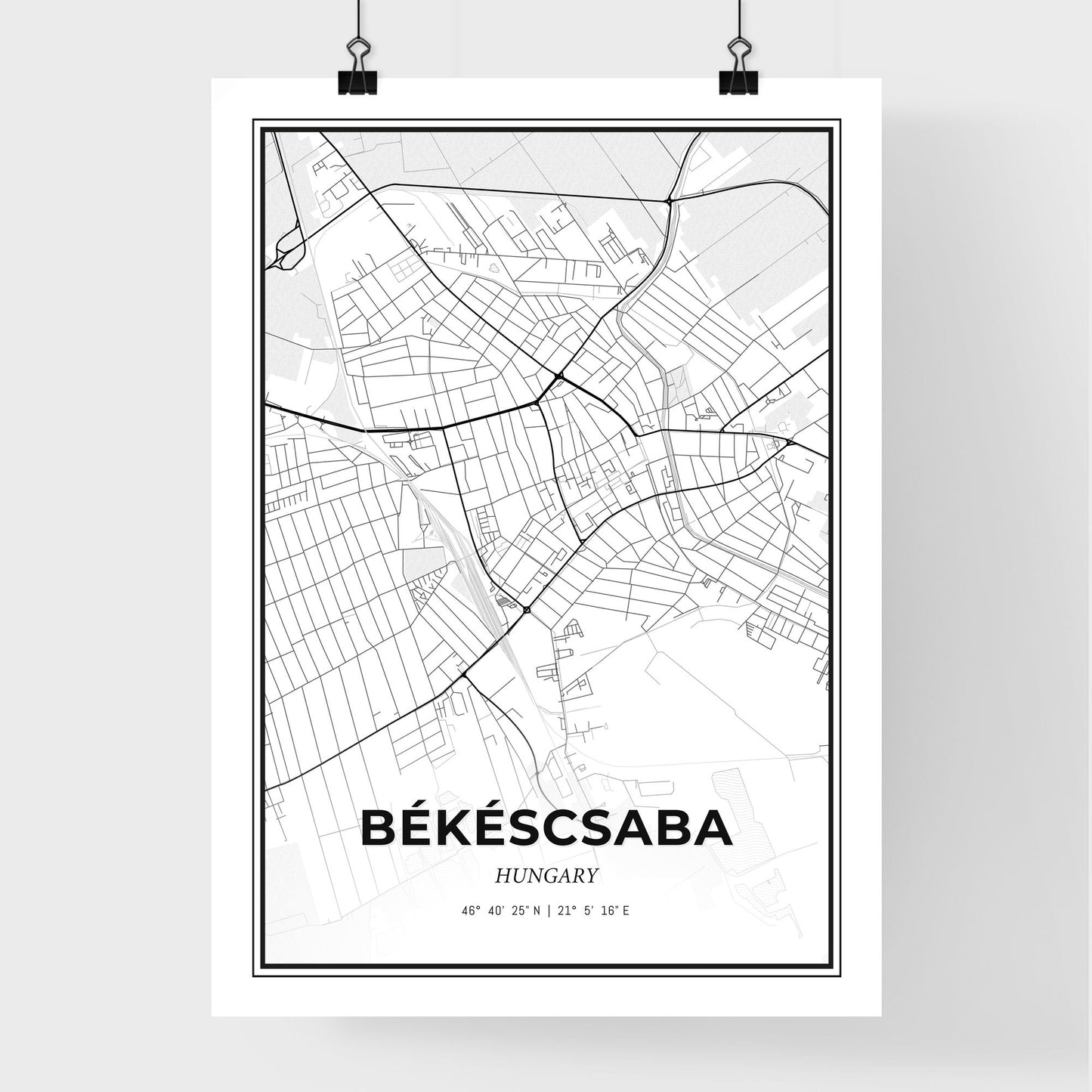 Békéscsaba Hungary - Premium City Map Poster