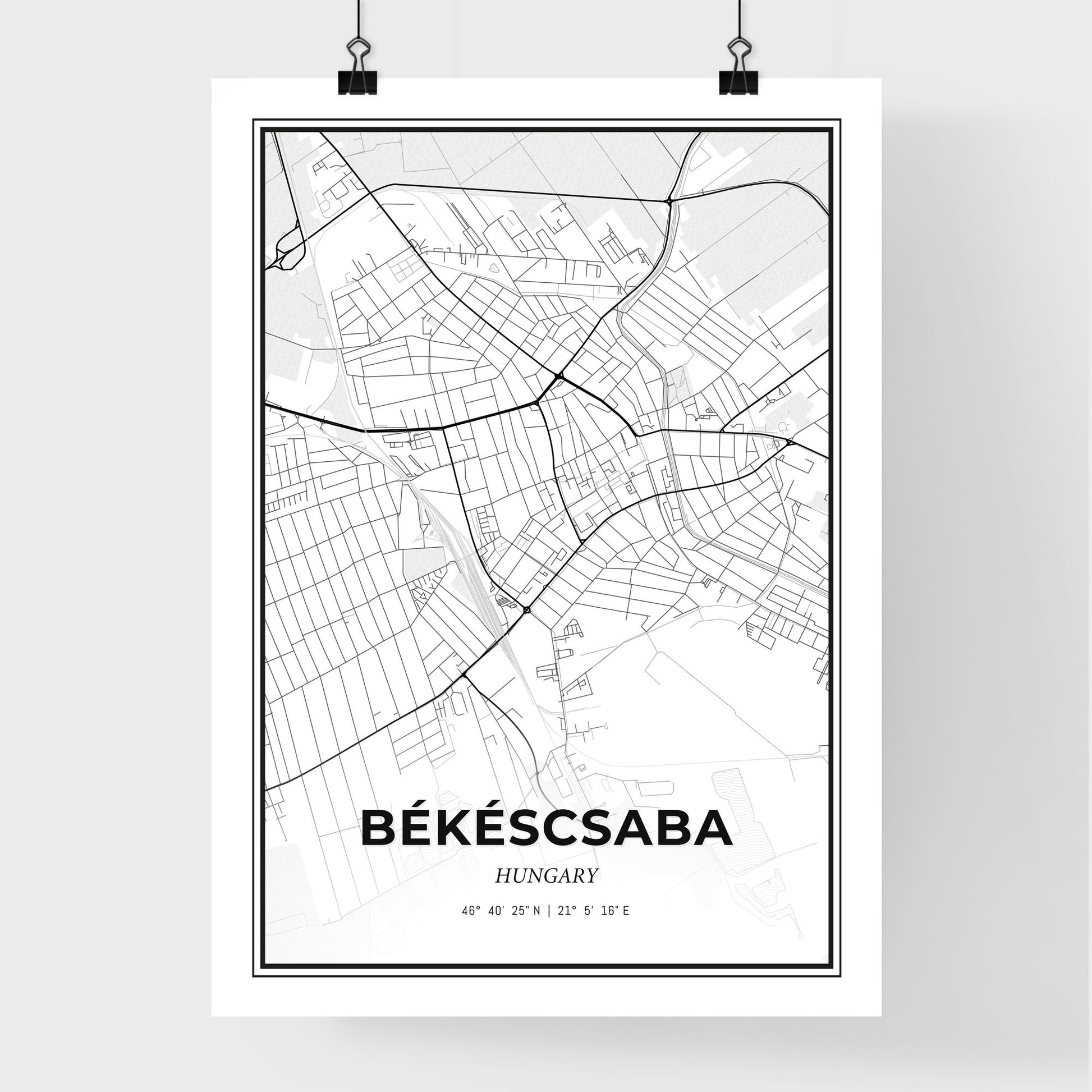 Békéscsaba Hungary - Premium City Map Poster