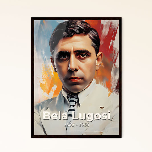 Portrait of Bela Lugosi, 1882 - 1956. Impressionistic painting of a man in a suit.