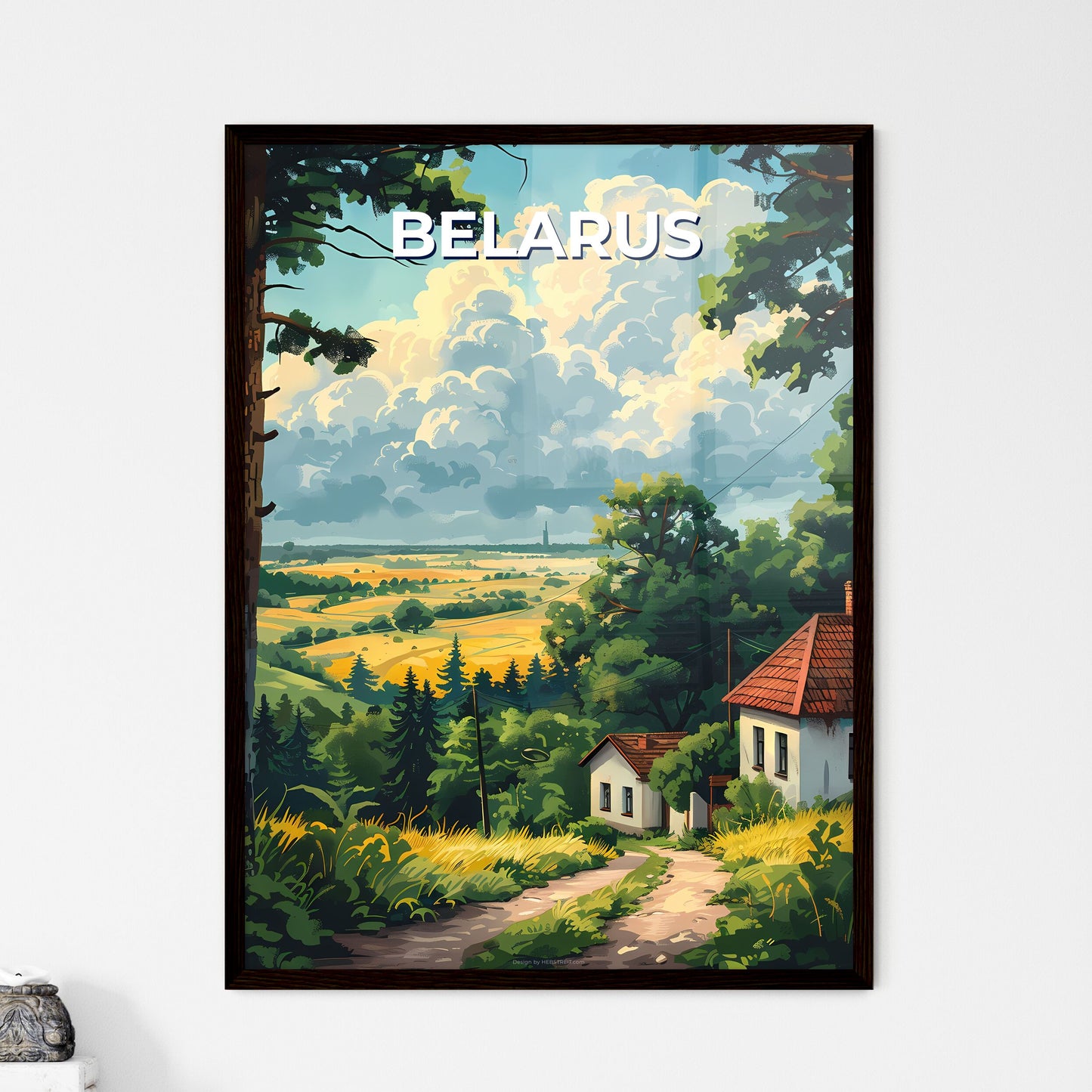 House in Forest, Belarus, Europe, Painting, Art, Vibrant, Canvas, Nature, Landscape