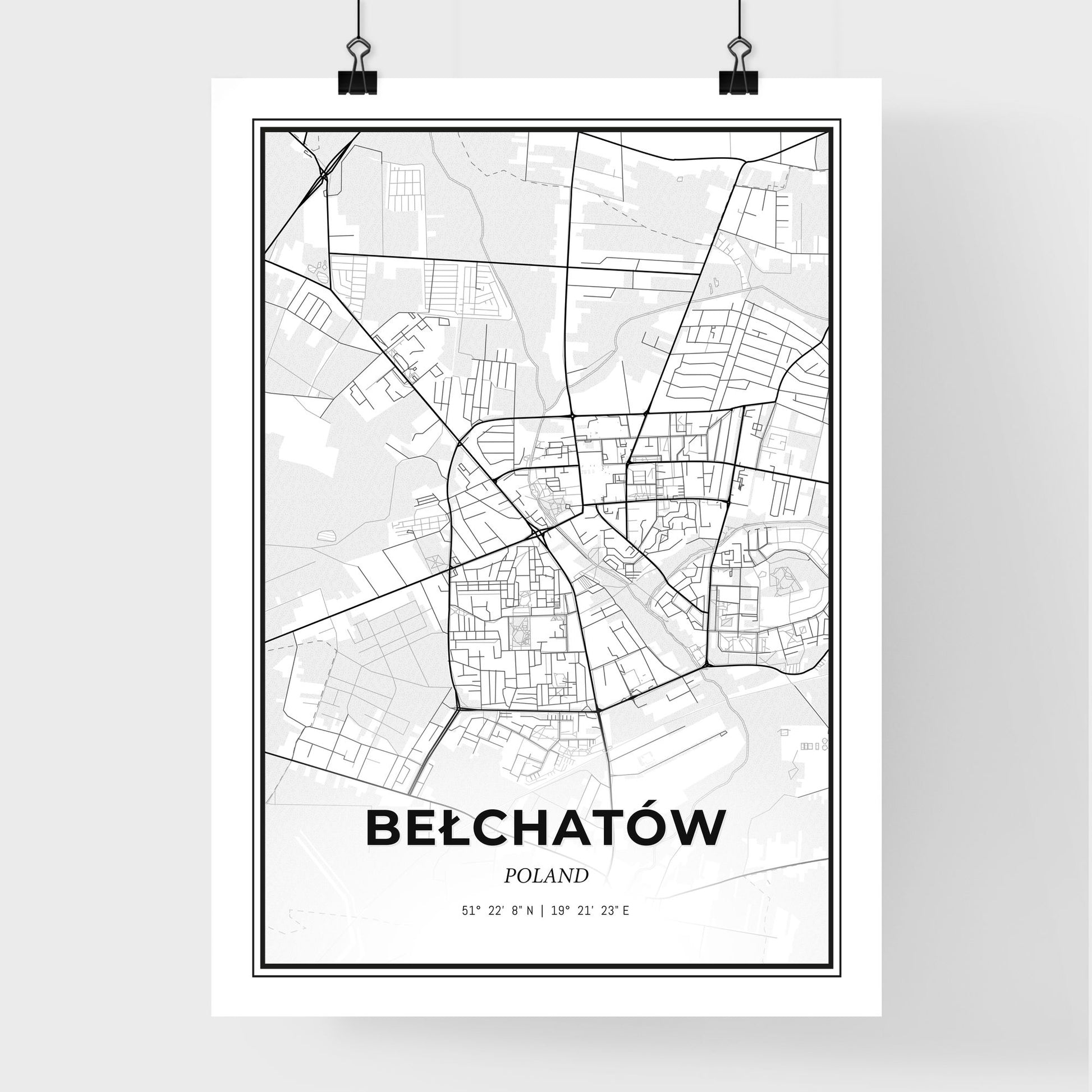 Bełchatów Poland - Premium City Map Poster