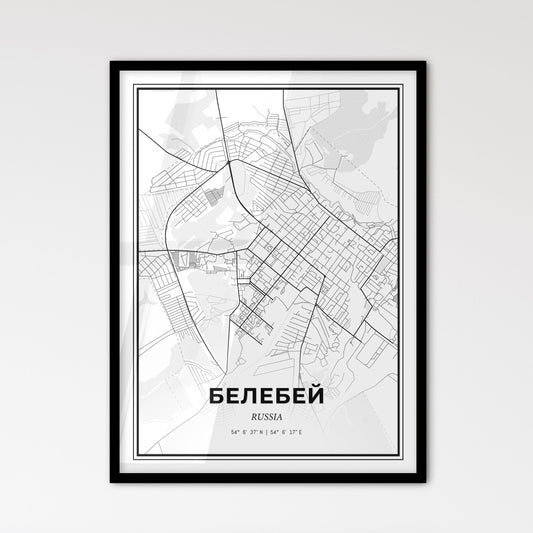 Belebey Russia - Scandinavian Style City Map for Modern Home Decor