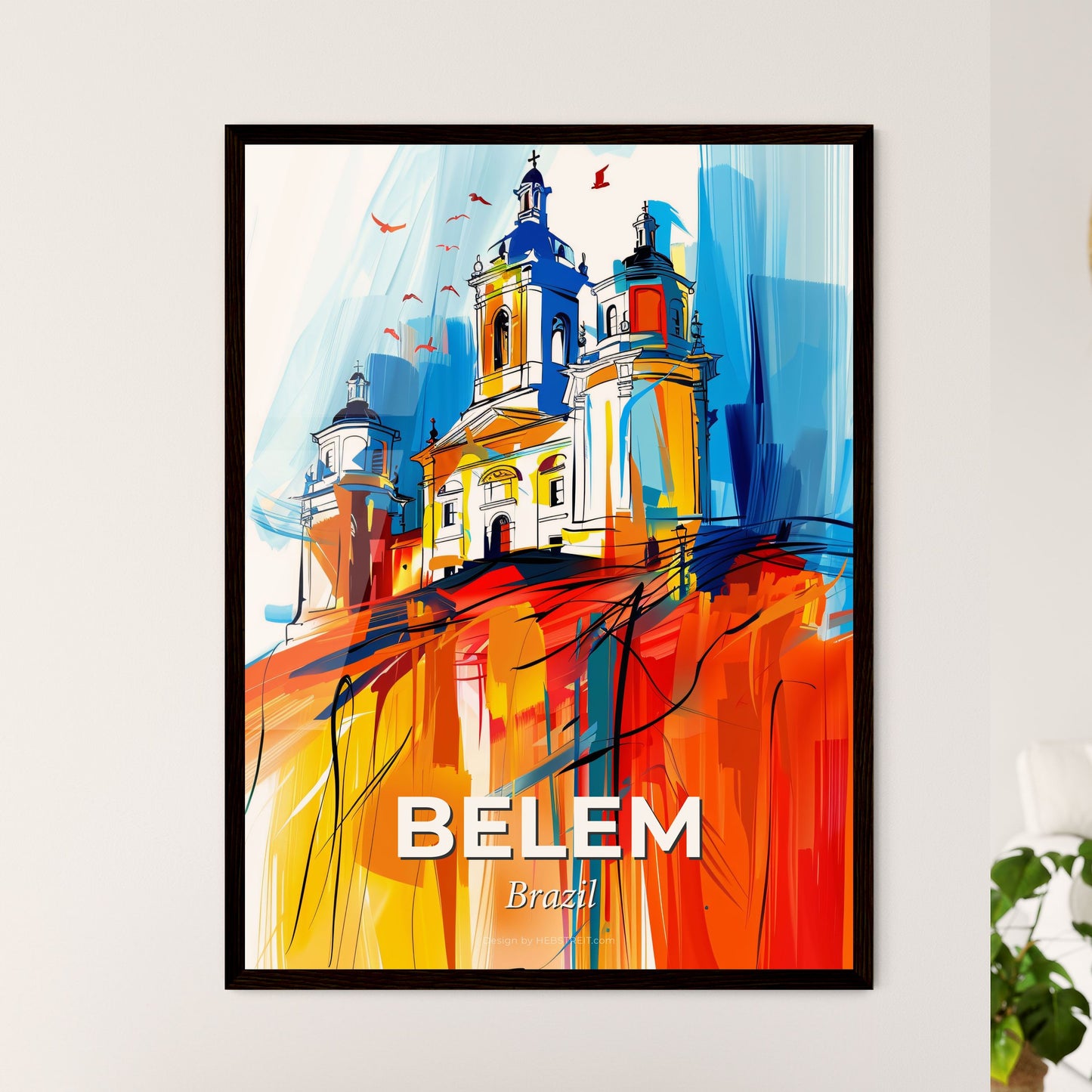 Vibrant Belem, Brazil - A Painting Of A Building