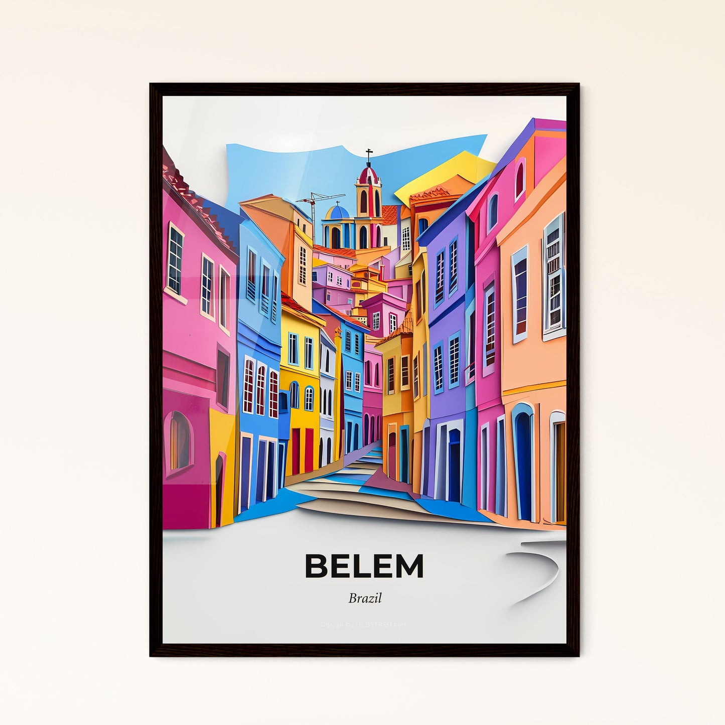 Vivid Belem, Brazil - a colorful city street with a clock tower