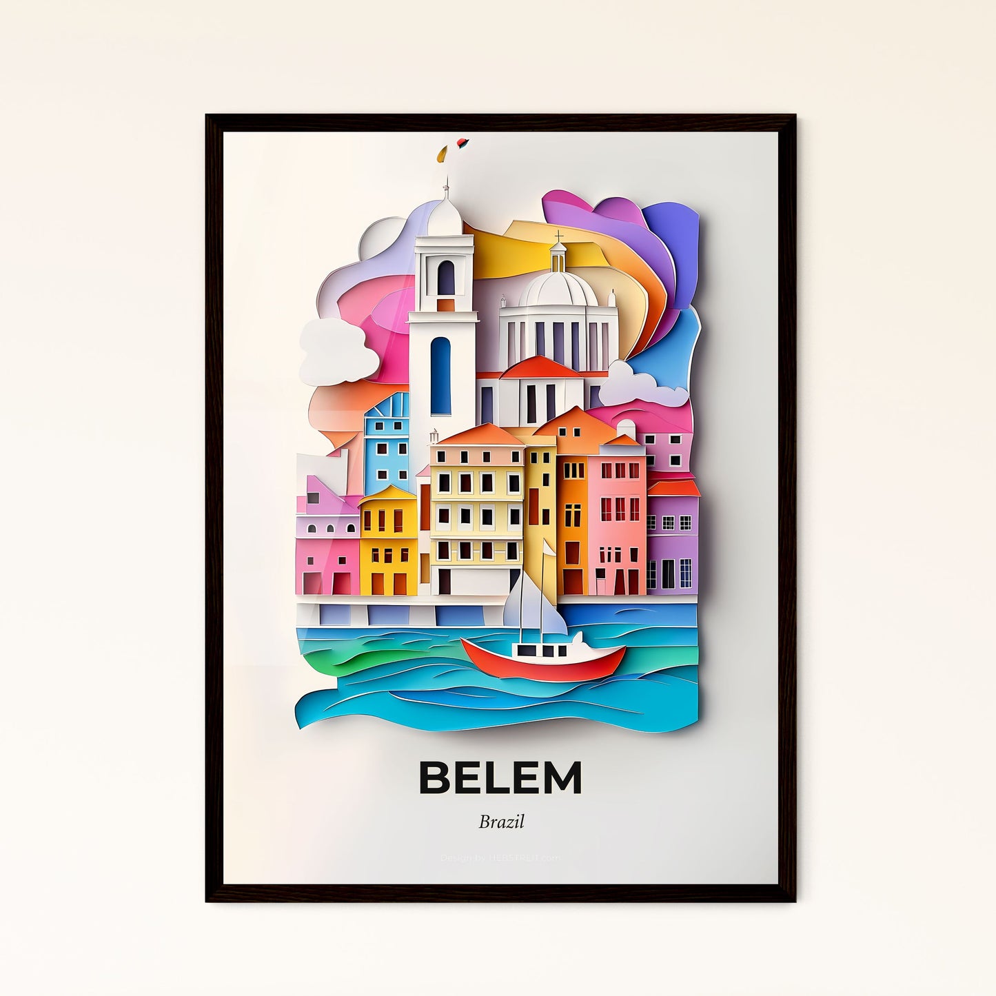 Vivid Belem, Brazil - a paper cut of a city with a boat