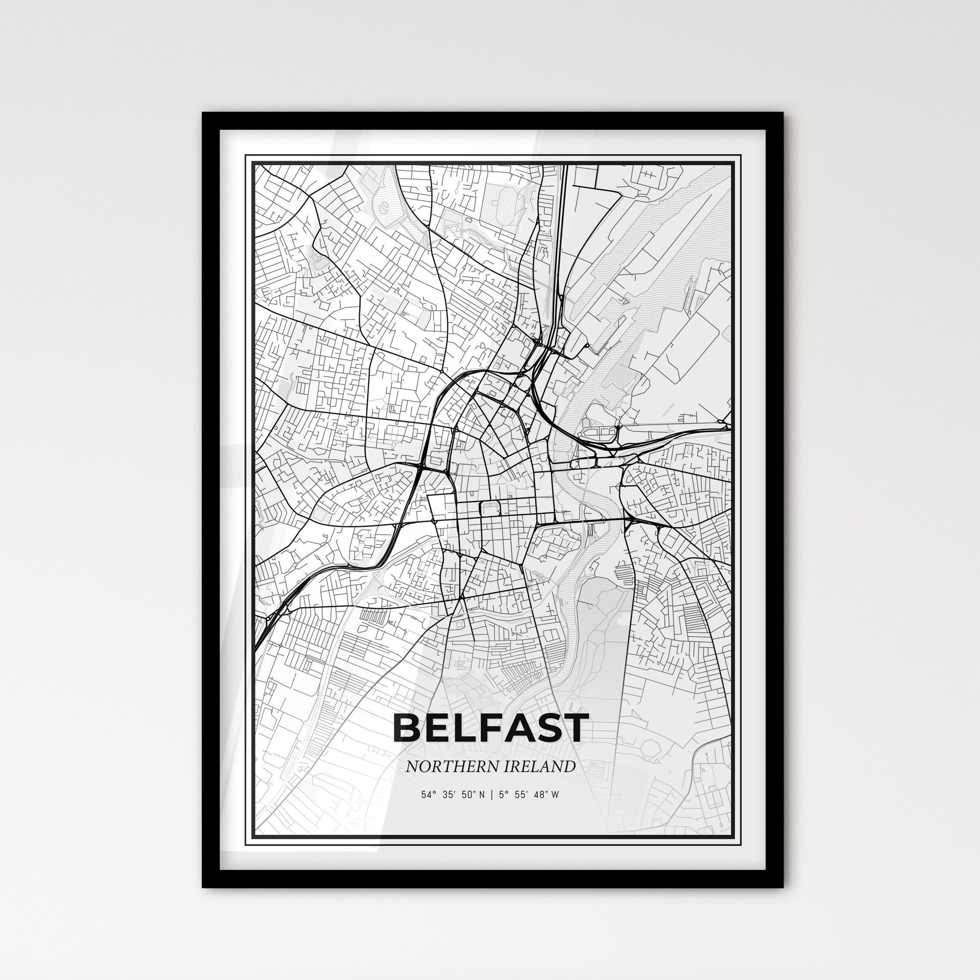 Belfast Northern Ireland - Scandinavian Style City Map for Modern Home Decor