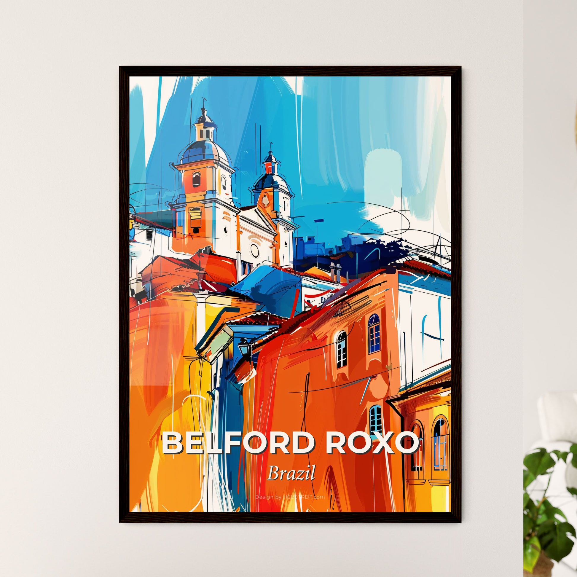 Vibrant Belford Roxo, Brazil - A Painting Of A Building With A Steeple