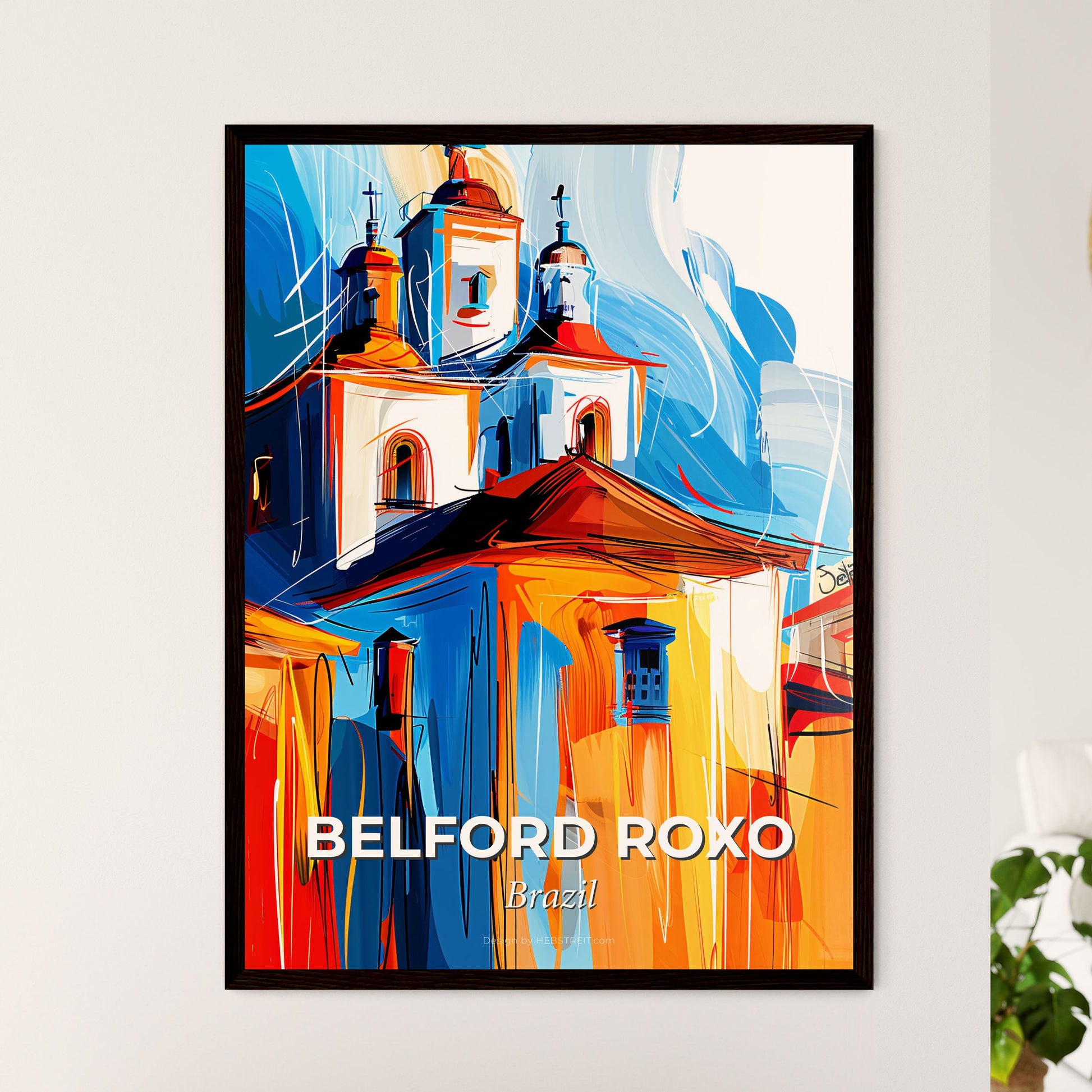 Vibrant Belford Roxo, Brazil - A Painting Of A Building With A Steeple