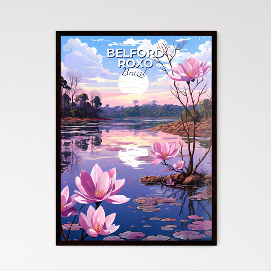 Vibrant Pink Floral Lake Painting: Belford Roxo Brazil Skyline Cityscape Default Title