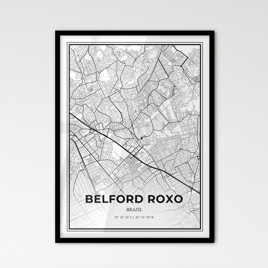 Belford Roxo Brazil - Scandinavian Style City Map for Modern Home Decor