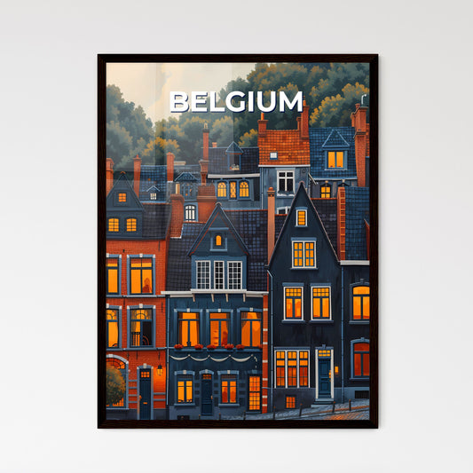 Stunning Watercolor Art: European Village Houses with Glowing Lights in Belgium