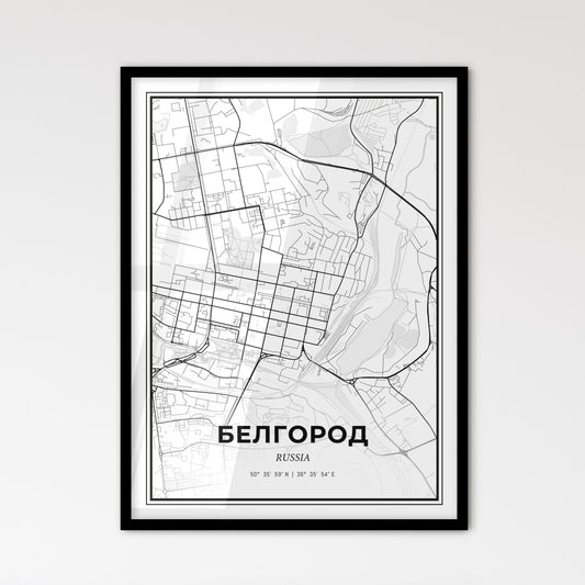 Belgorod Russia - Scandinavian Style City Map for Modern Home Decor