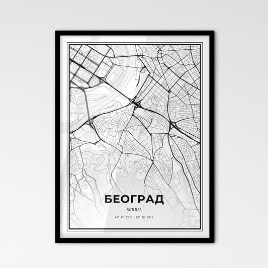 Belgrade Serbia - Scandinavian Style City Map for Modern Home Decor