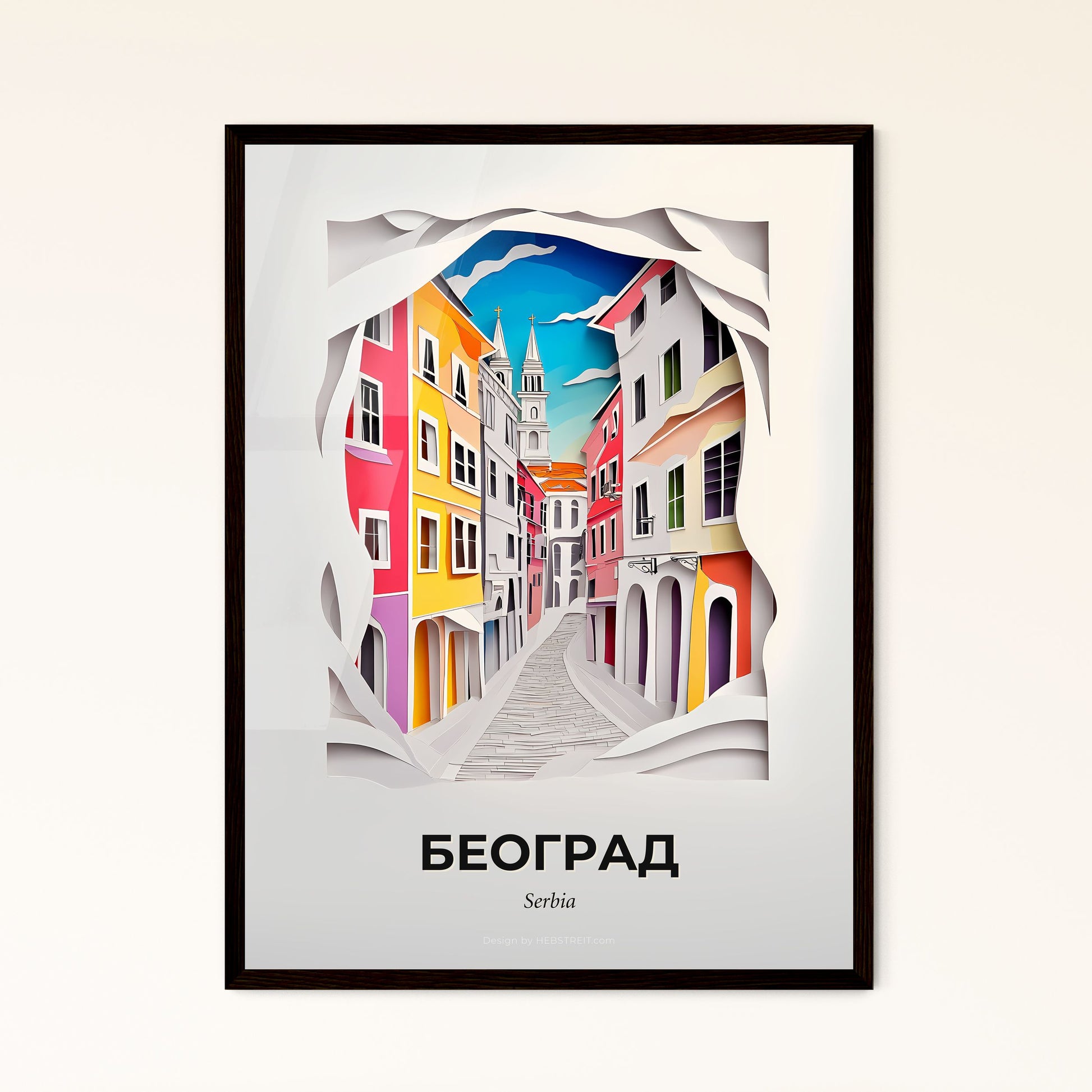 Vivid Belgrade, Serbia - a paper cut of a street with buildings