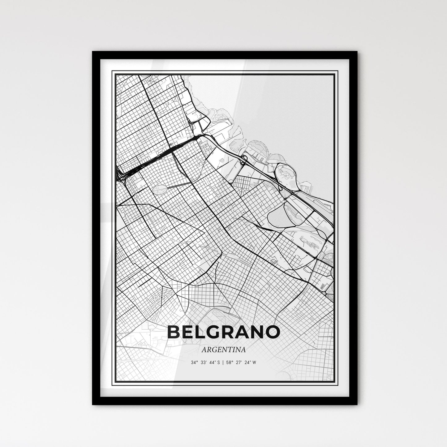 Belgrano Argentina - Scandinavian Style City Map for Modern Home Decor