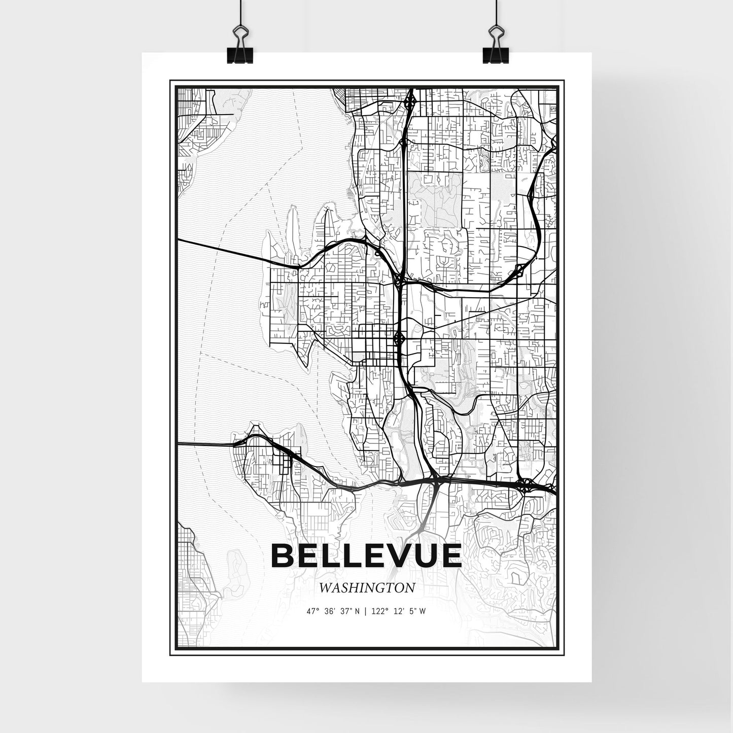 Bellevue Washington - Premium City Map Poster