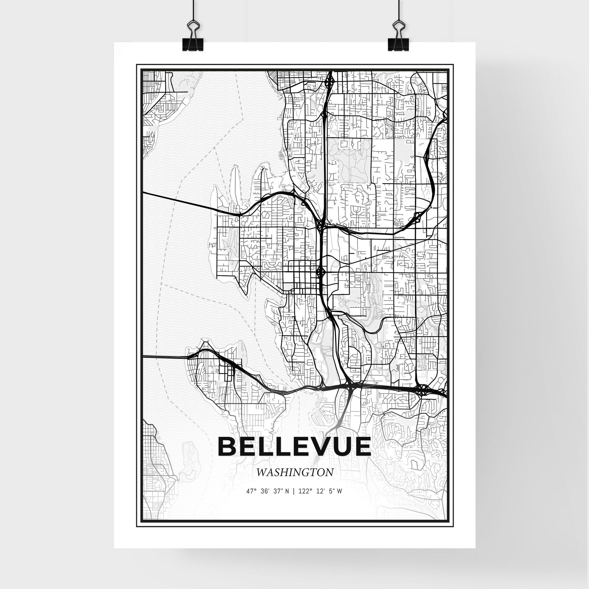 Bellevue Washington - Premium City Map Poster