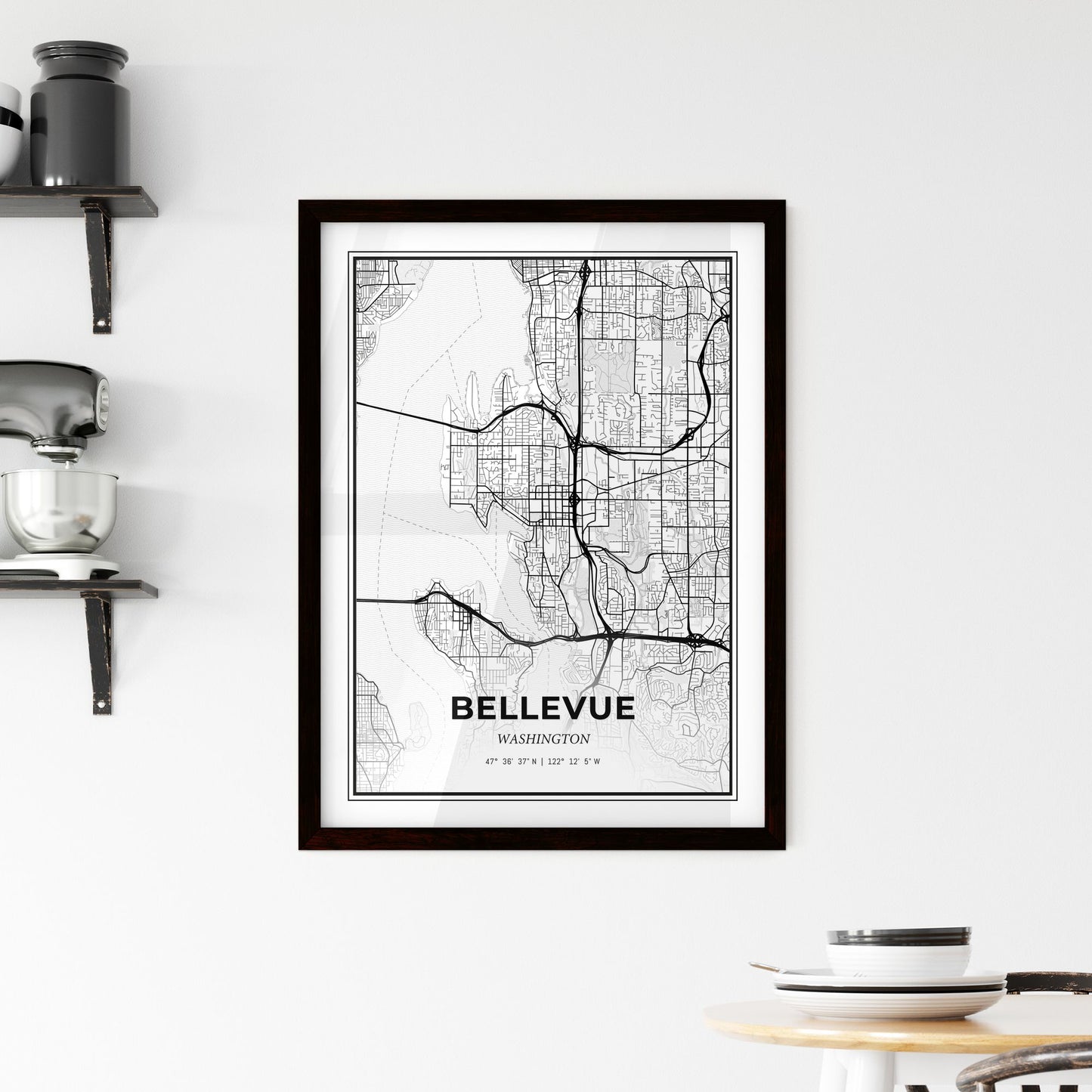 Bellevue Washington - Minimal City Map