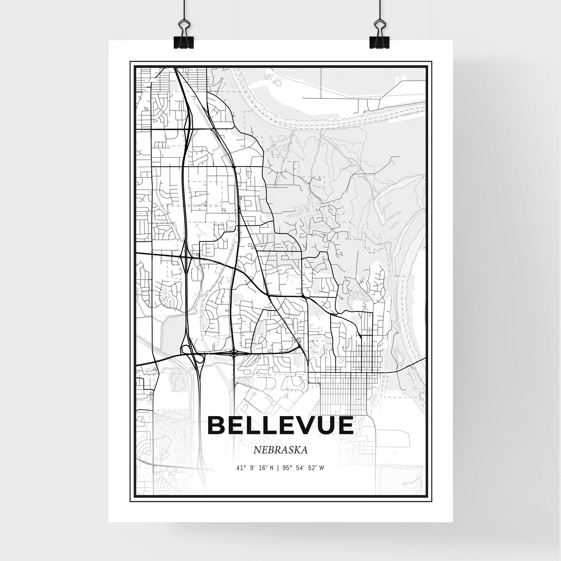 Bellevue Nebraska - Premium City Map Poster