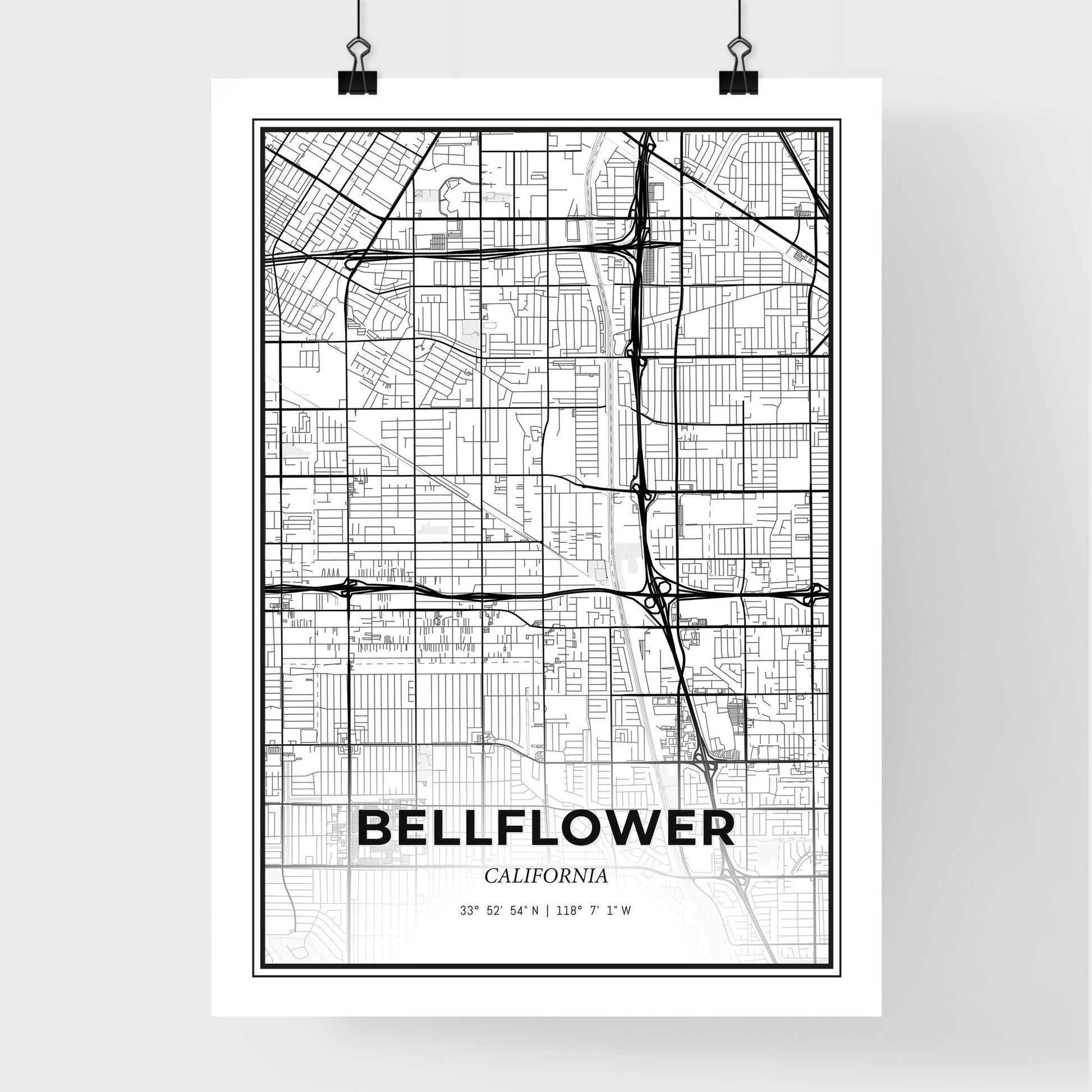 Bellflower California - Premium City Map Poster