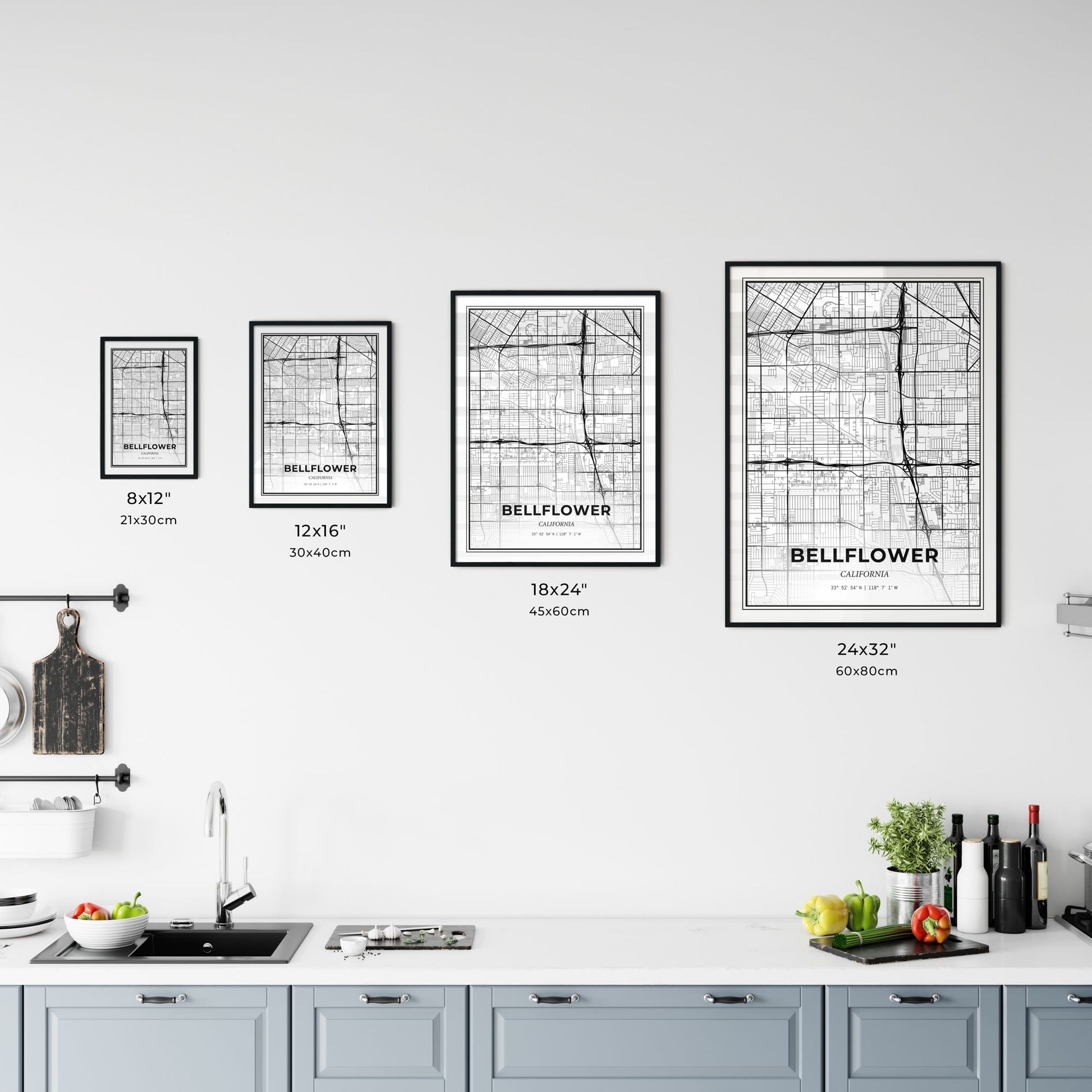 Bellflower California - Customizable Modern City Map