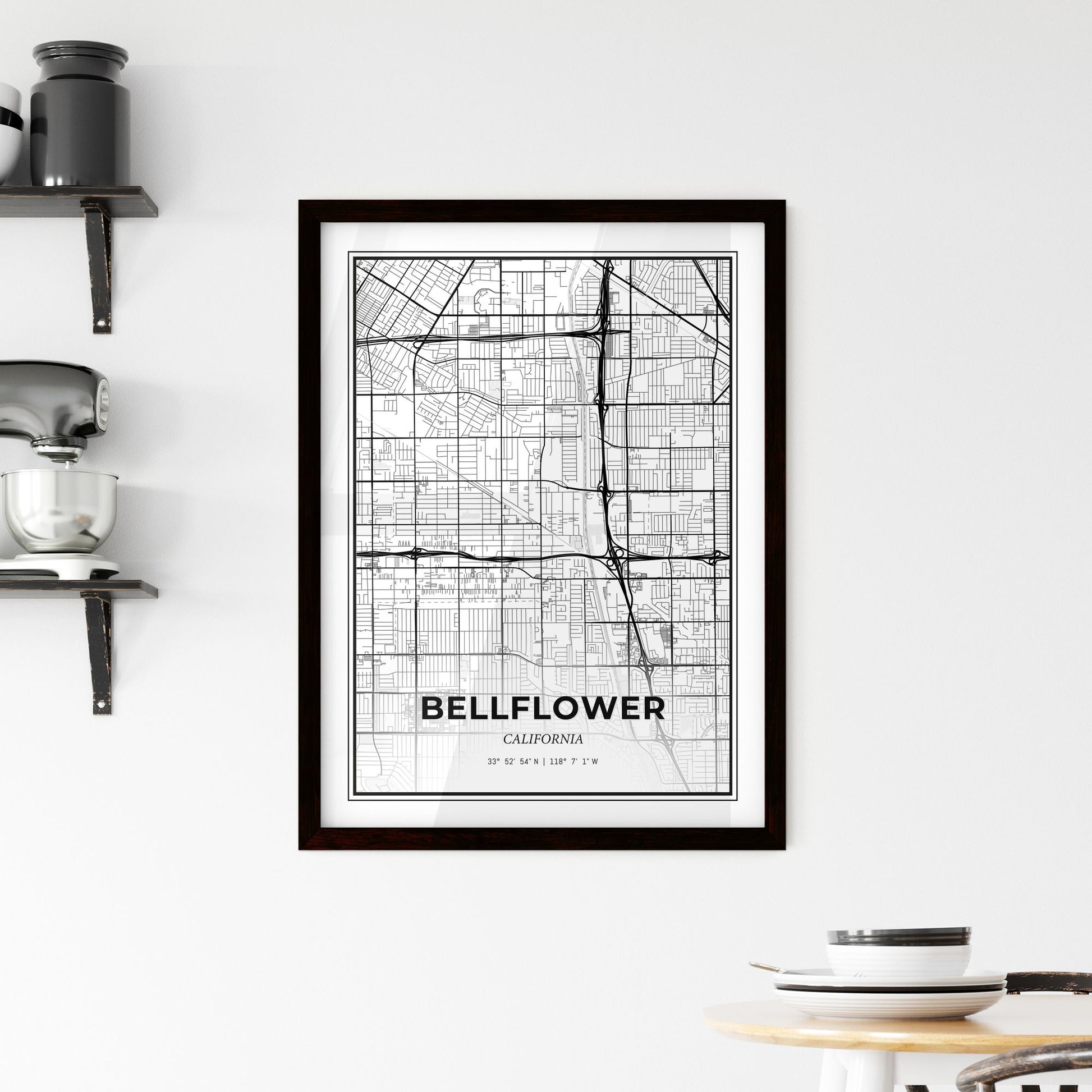 Bellflower California - Minimal City Map