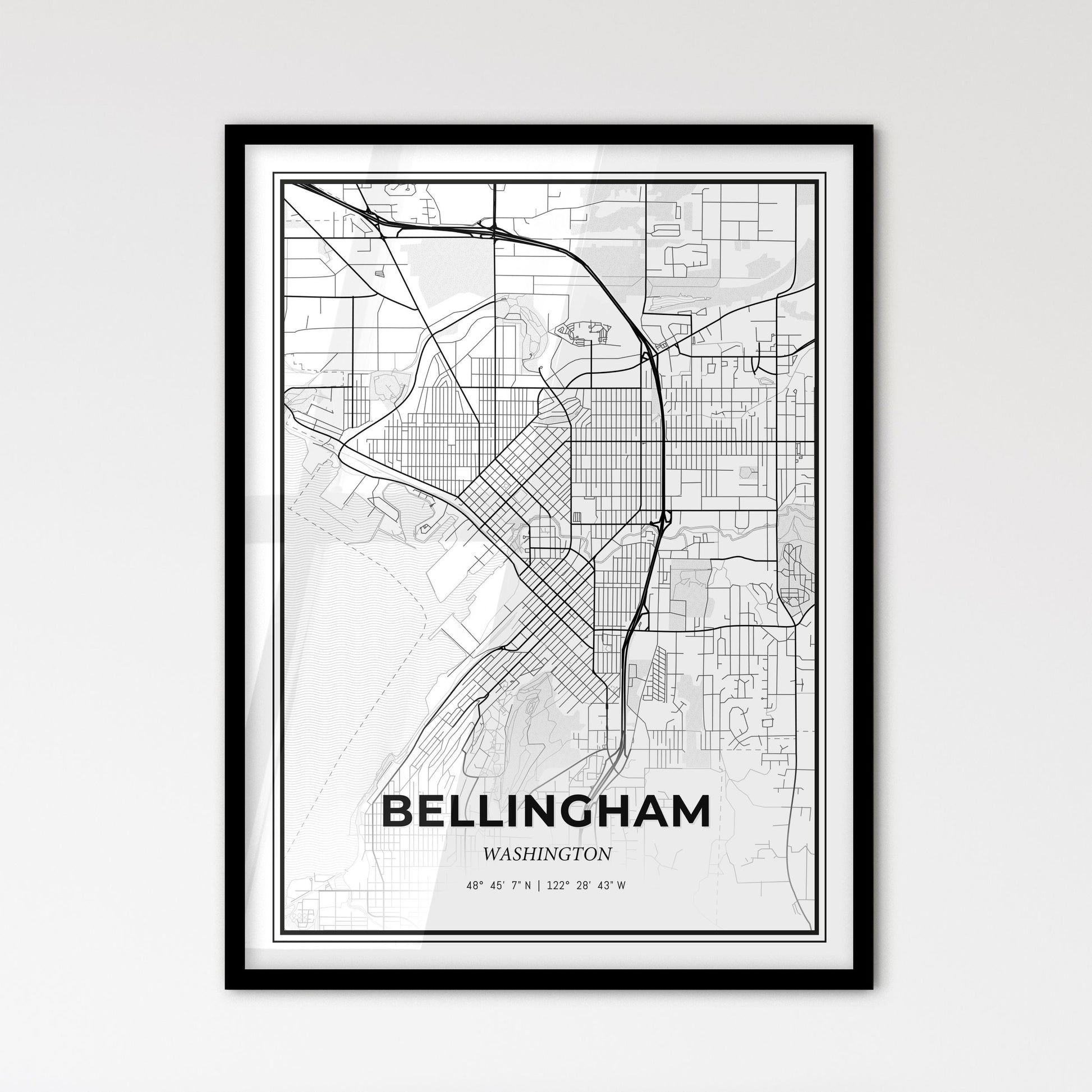 Bellingham Washington - Scandinavian Style City Map for Modern Home Decor