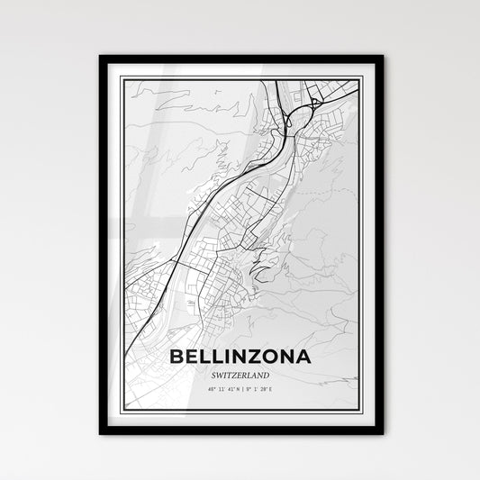 Bellinzona Switzerland - Scandinavian Style City Map for Modern Home Decor