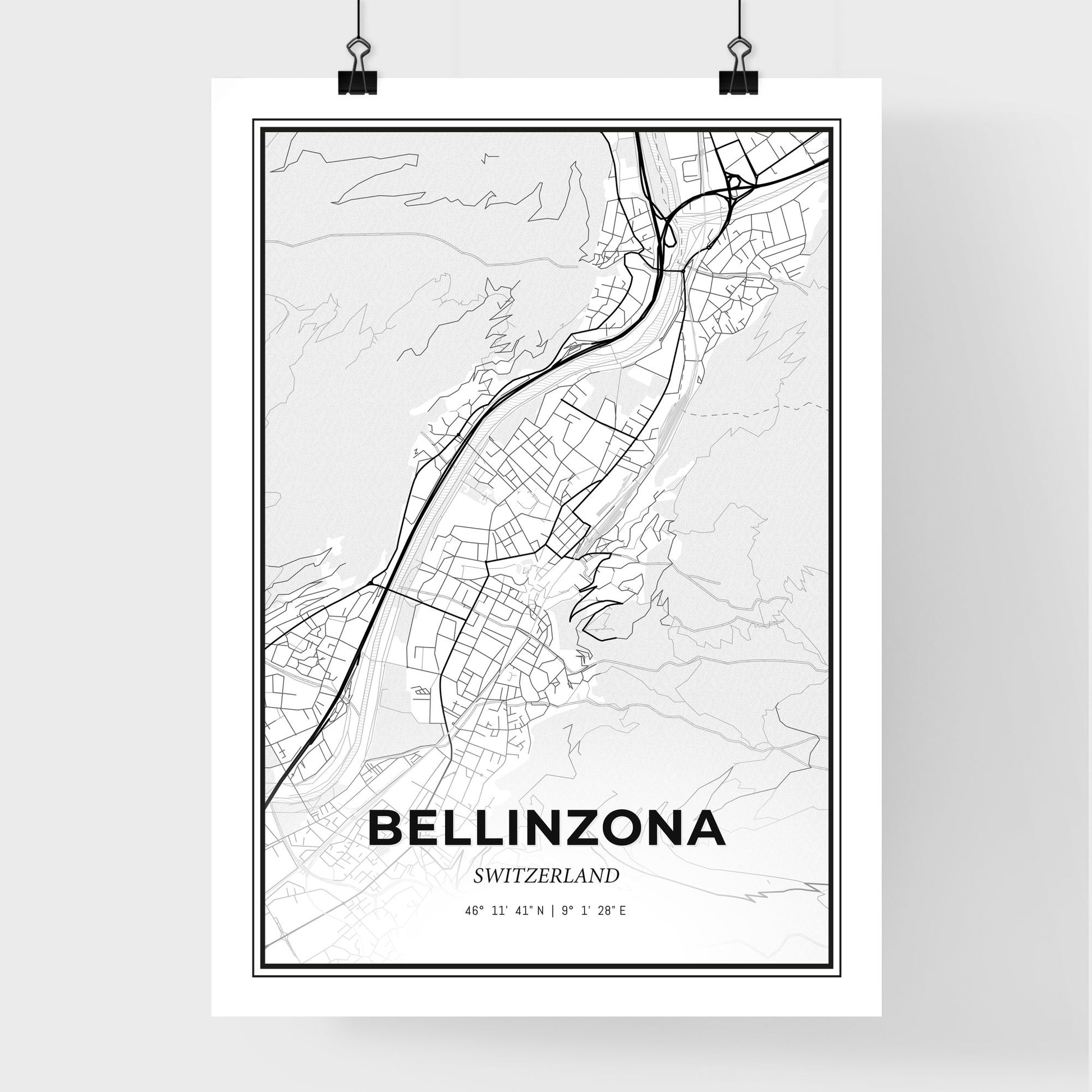 Bellinzona Switzerland - Premium City Map Poster