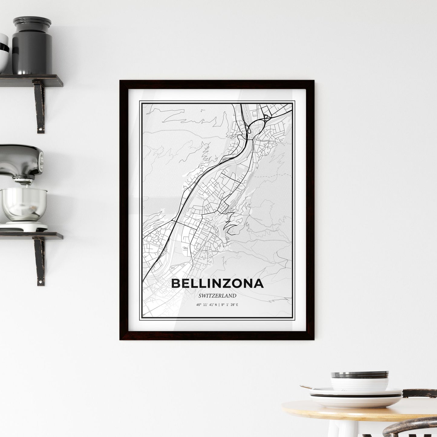 Bellinzona Switzerland - Minimal City Map