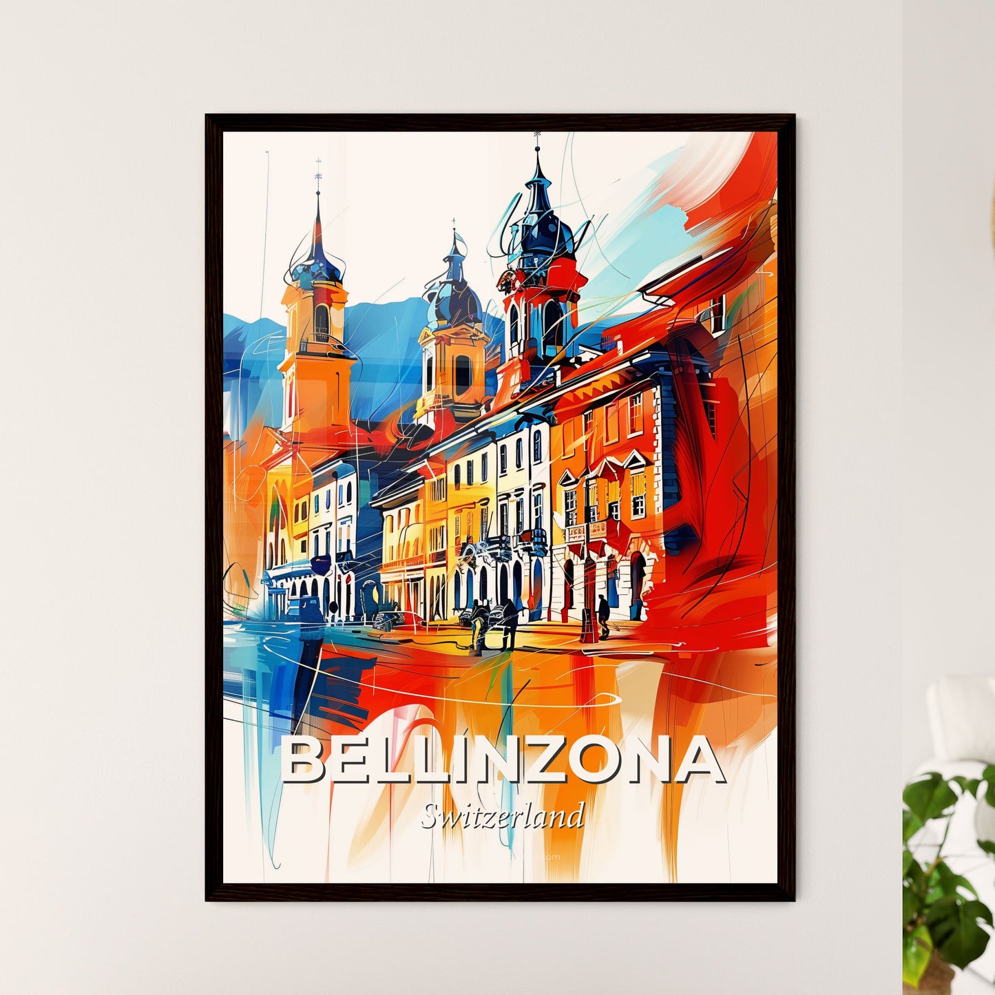 Vibrant Bellinzona, Switzerland - A Painting Of A Building