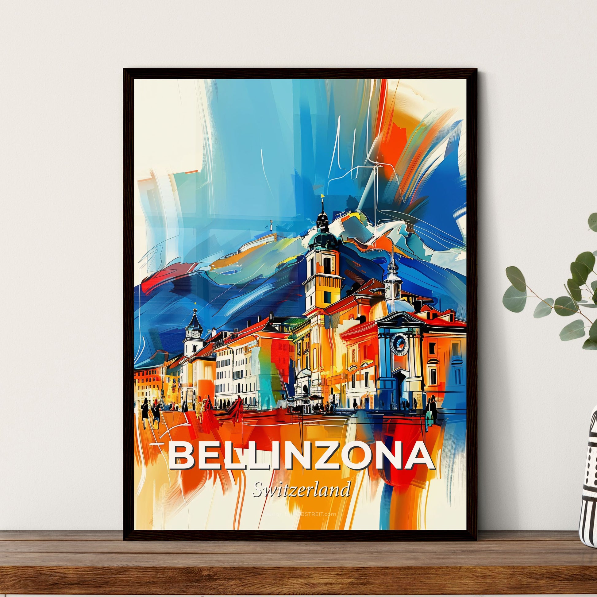 Vibrant Bellinzona, Switzerland - A Painting Of A Building