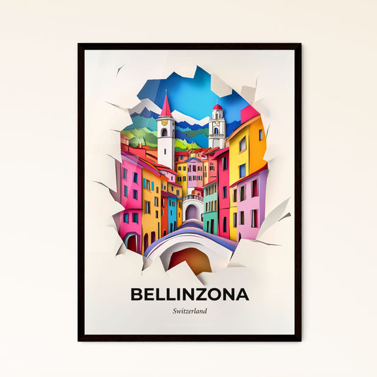 Vivid Bellinzona, Switzerland - a colorful city with a bridge and a clock tower