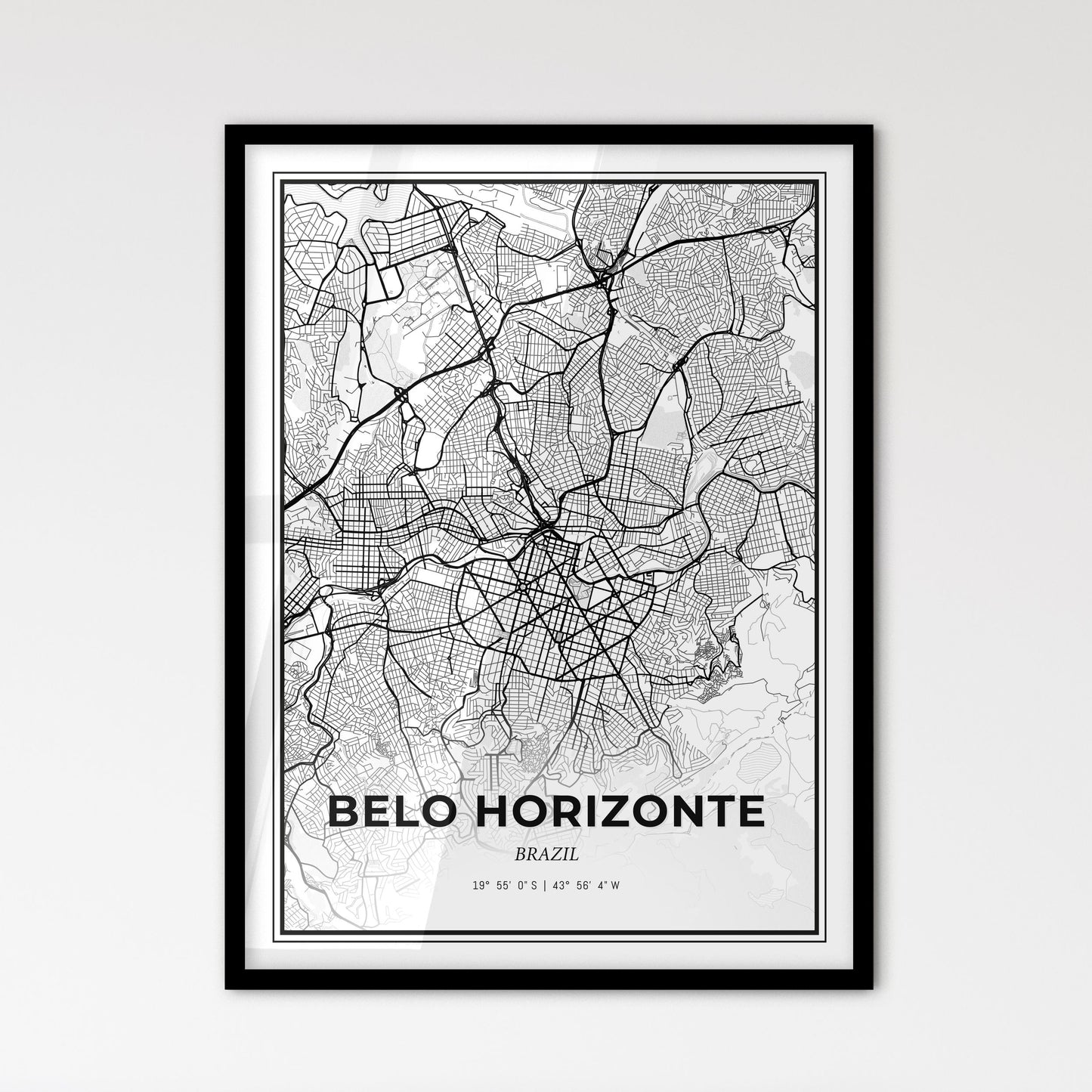 Belo Horizonte Brazil - Scandinavian Style City Map for Modern Home Decor