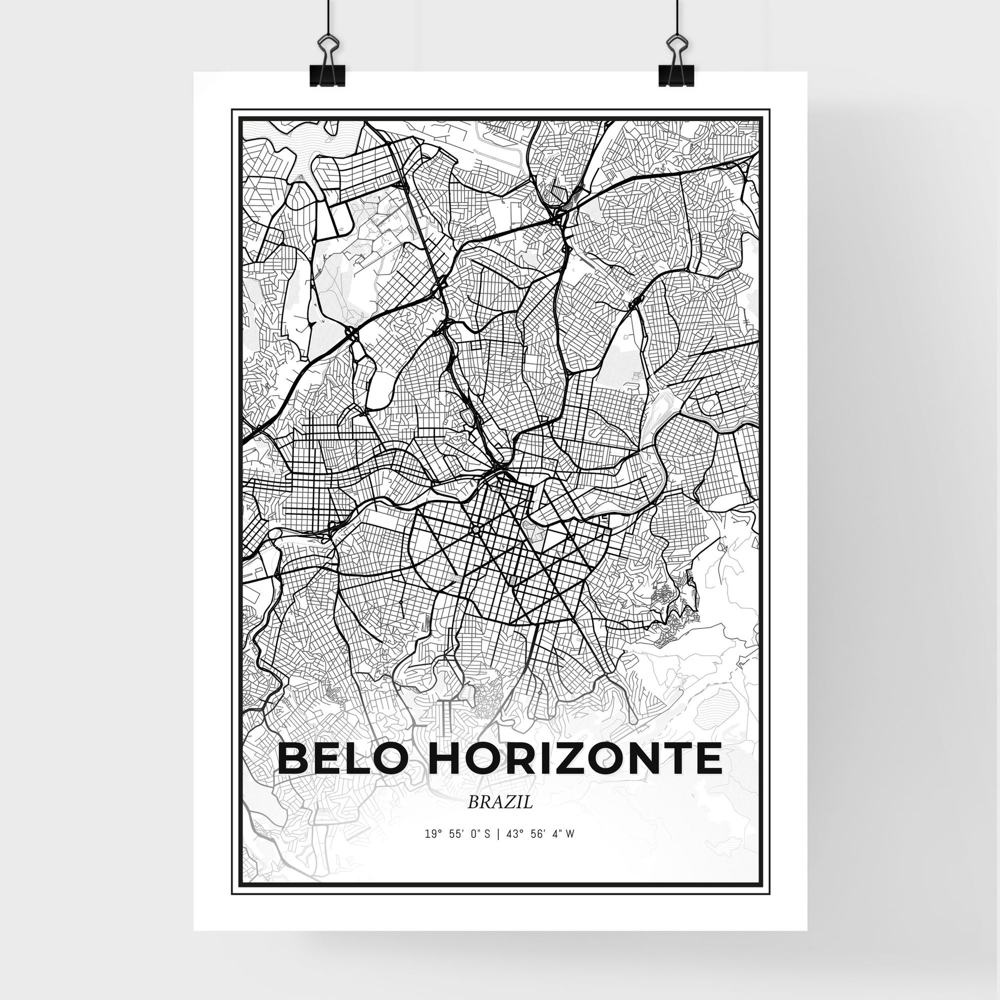 Belo Horizonte Brazil - Premium City Map Poster