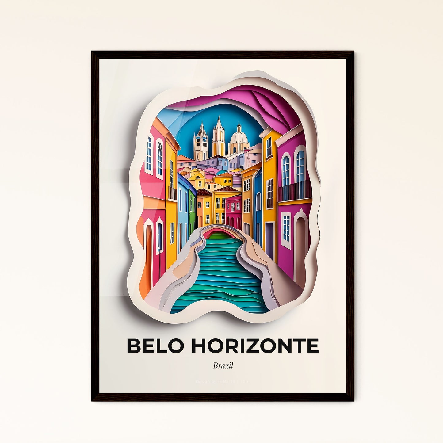 Vivid Belo Horizonte, Brazil - a paper cut of a colorful city with a bridge