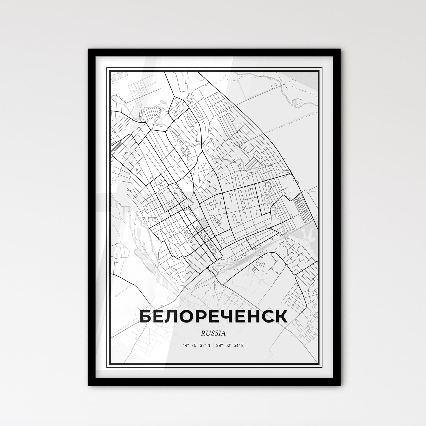 Belorechensk Russia - Scandinavian Style City Map for Modern Home Decor