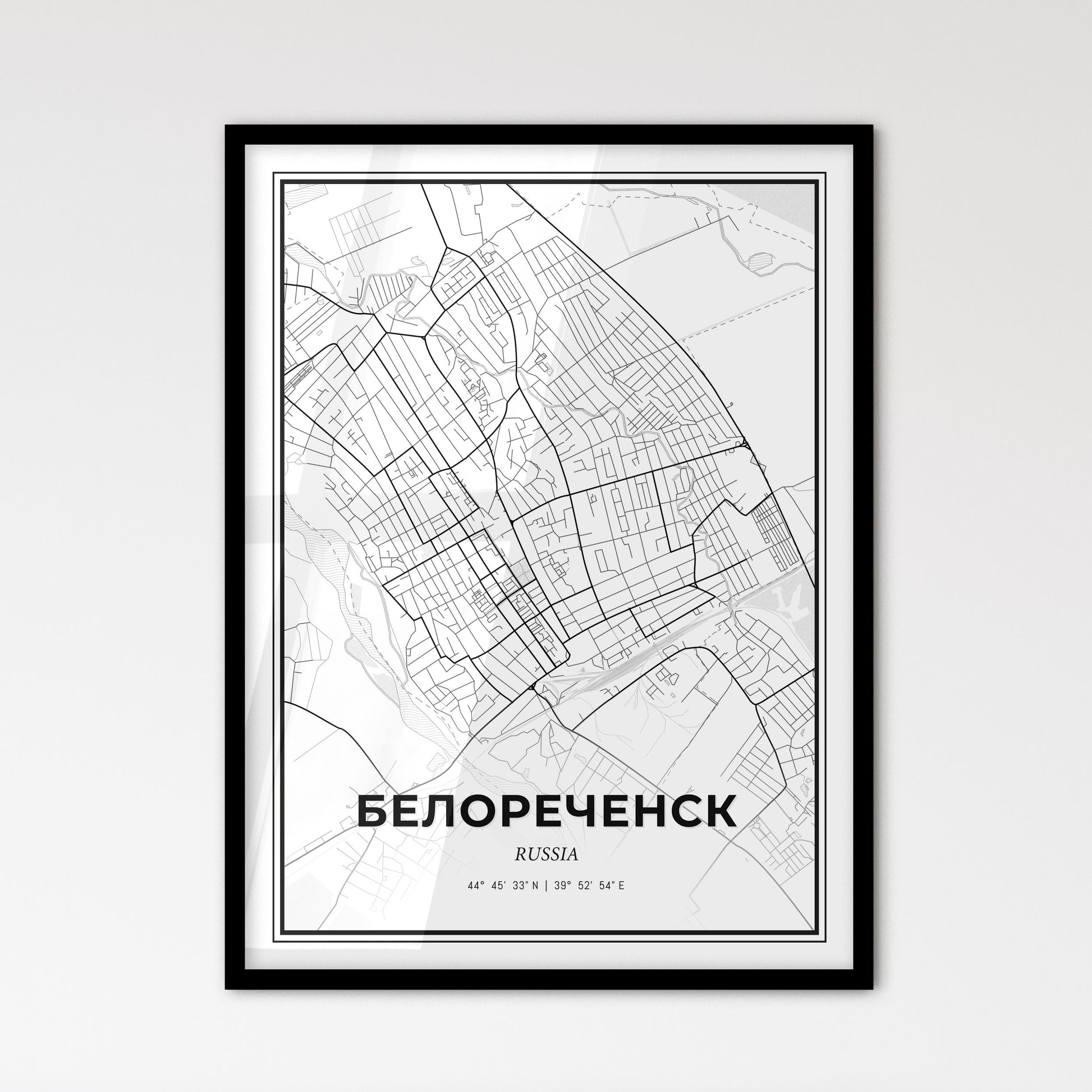 Belorechensk Russia - Scandinavian Style City Map for Modern Home Decor