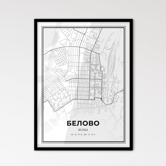 Belovo Russia - Scandinavian Style City Map for Modern Home Decor