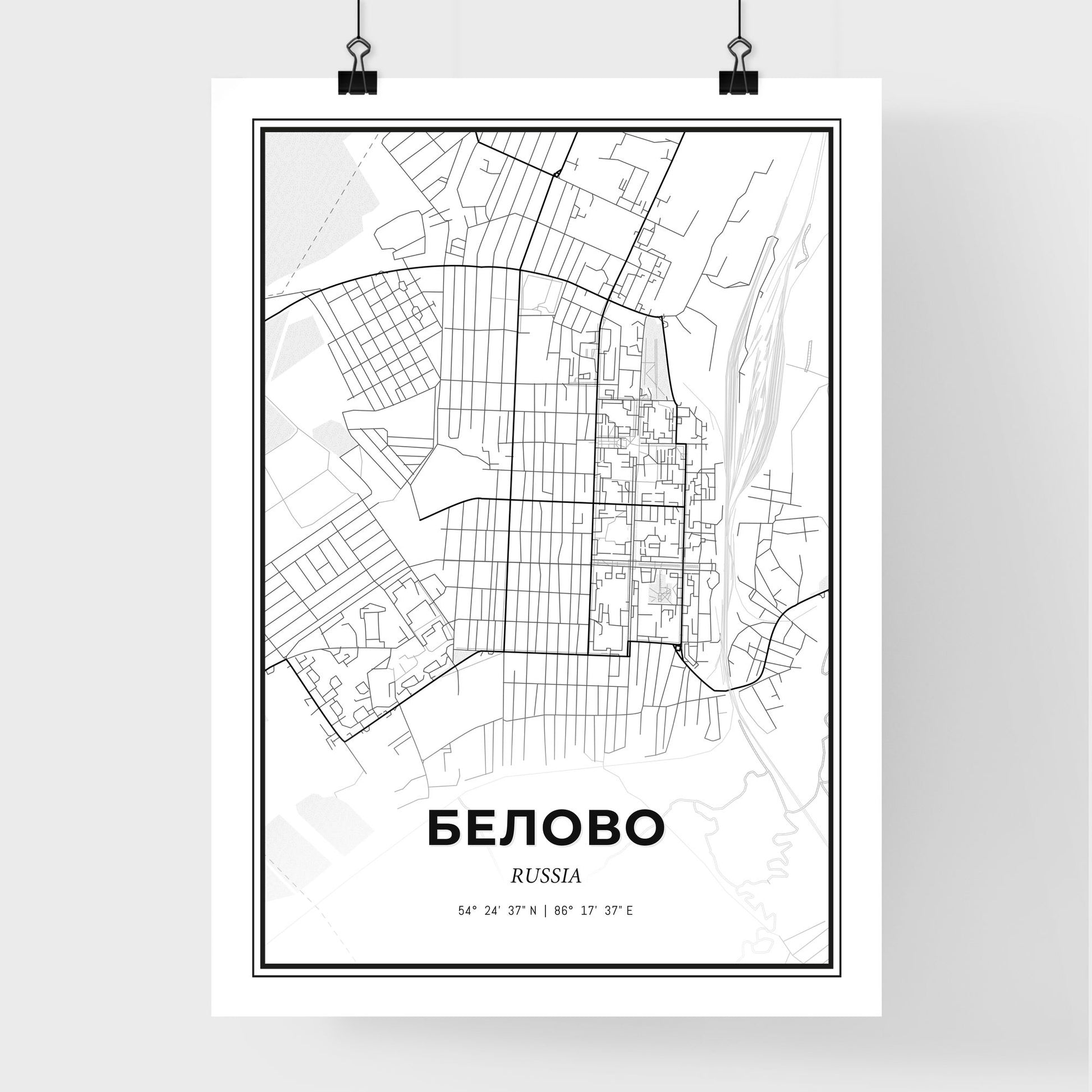 Belovo Russia - Premium City Map Poster