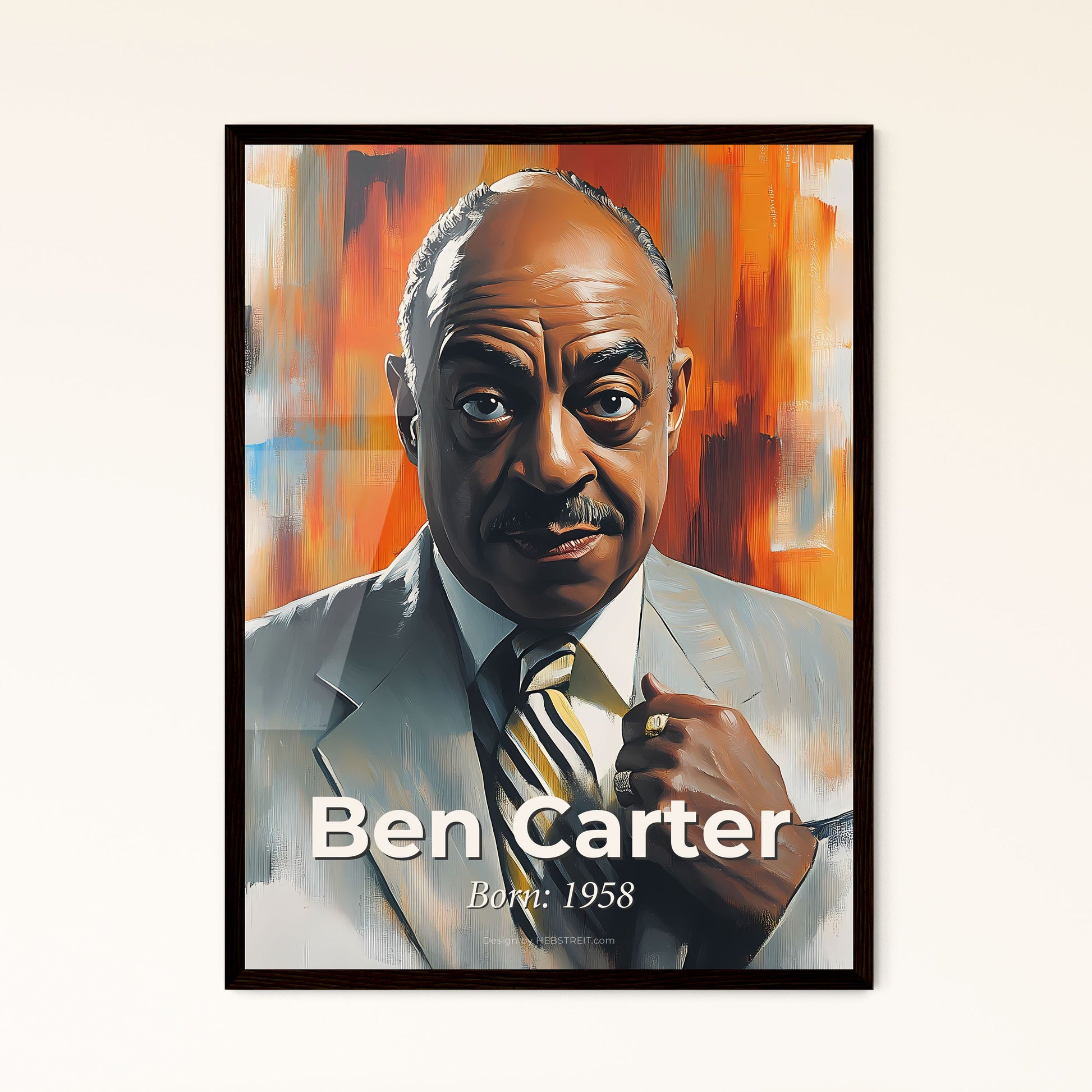 Portrait of Ben Carter, Born: 1958. Impressionistic painting of a man in a suit and tie.